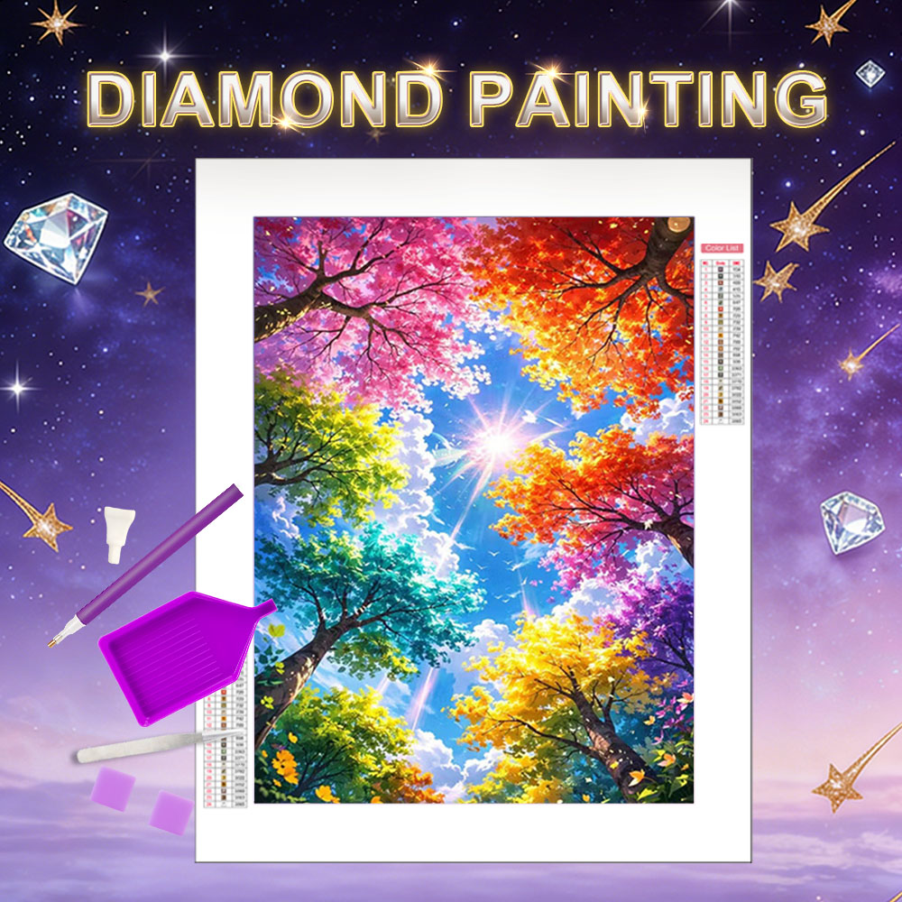 Art And Craft Autumn - HUACAN Diamond Painting Tree Landscape Autumn