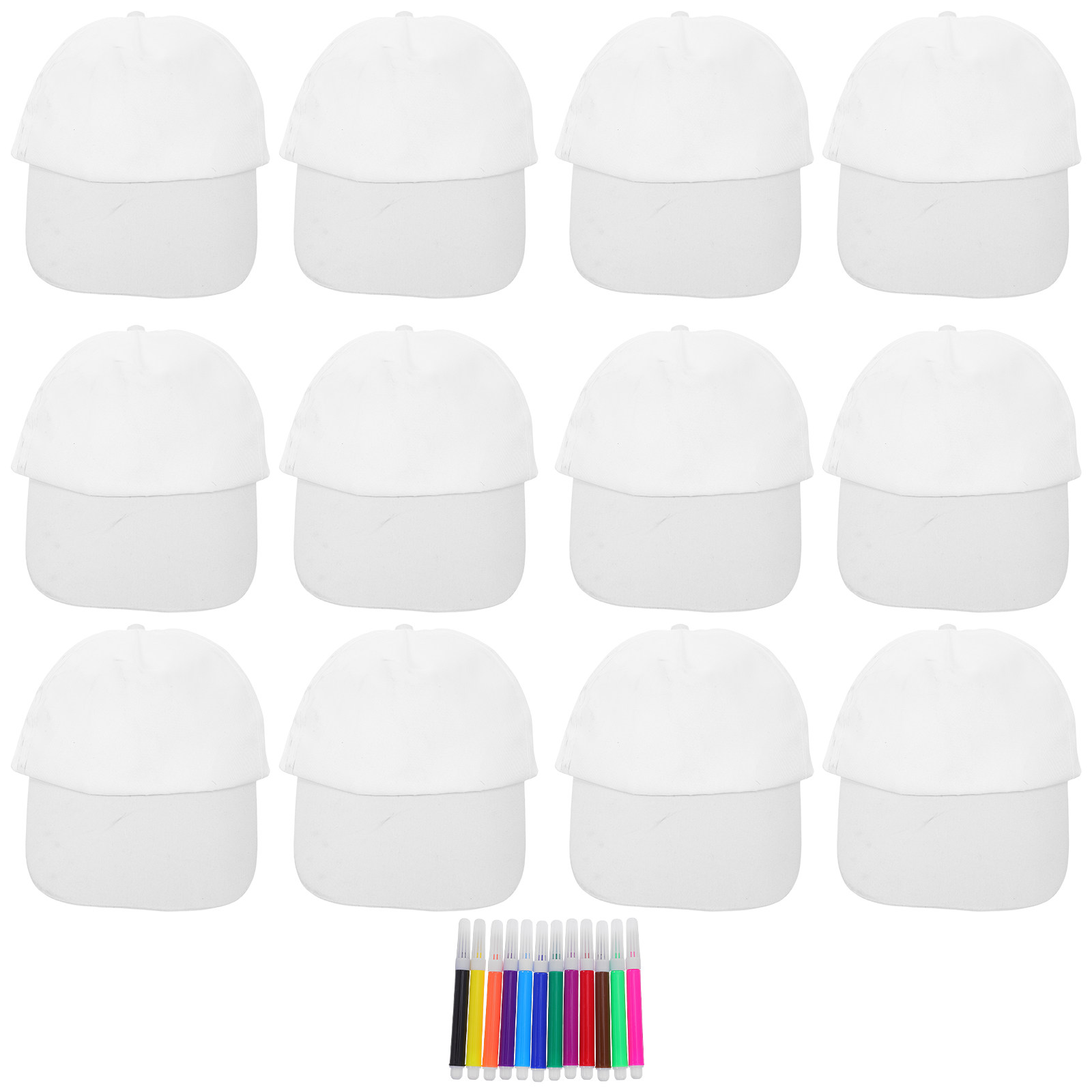 Art Craft Birthday Party - 1Set Kids White Baseball Caps Plain
