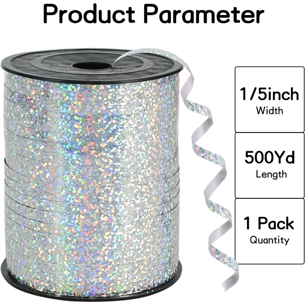 Art Craft Birthday Party - 500 Yards Silver Curling Ribbon Shiny