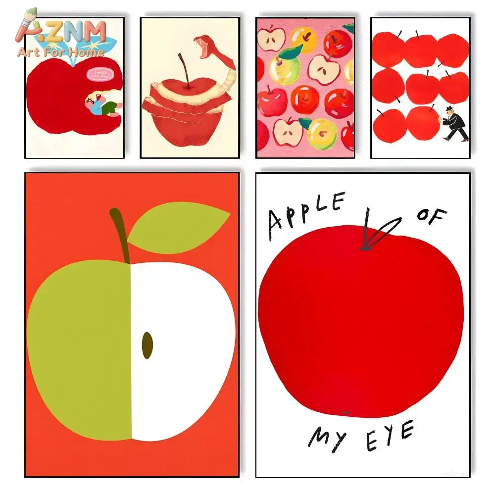 Art Craft Kitchen - AZNM Cute Red Apple Cartoon Fruit