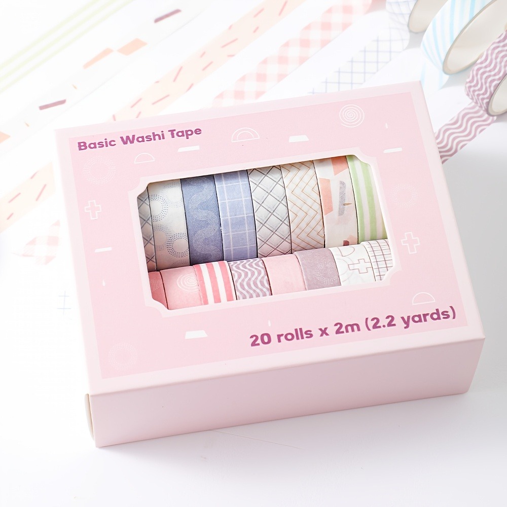 Art Craft Stationery - 20 Rolls of Macaron Tape, 0.4in