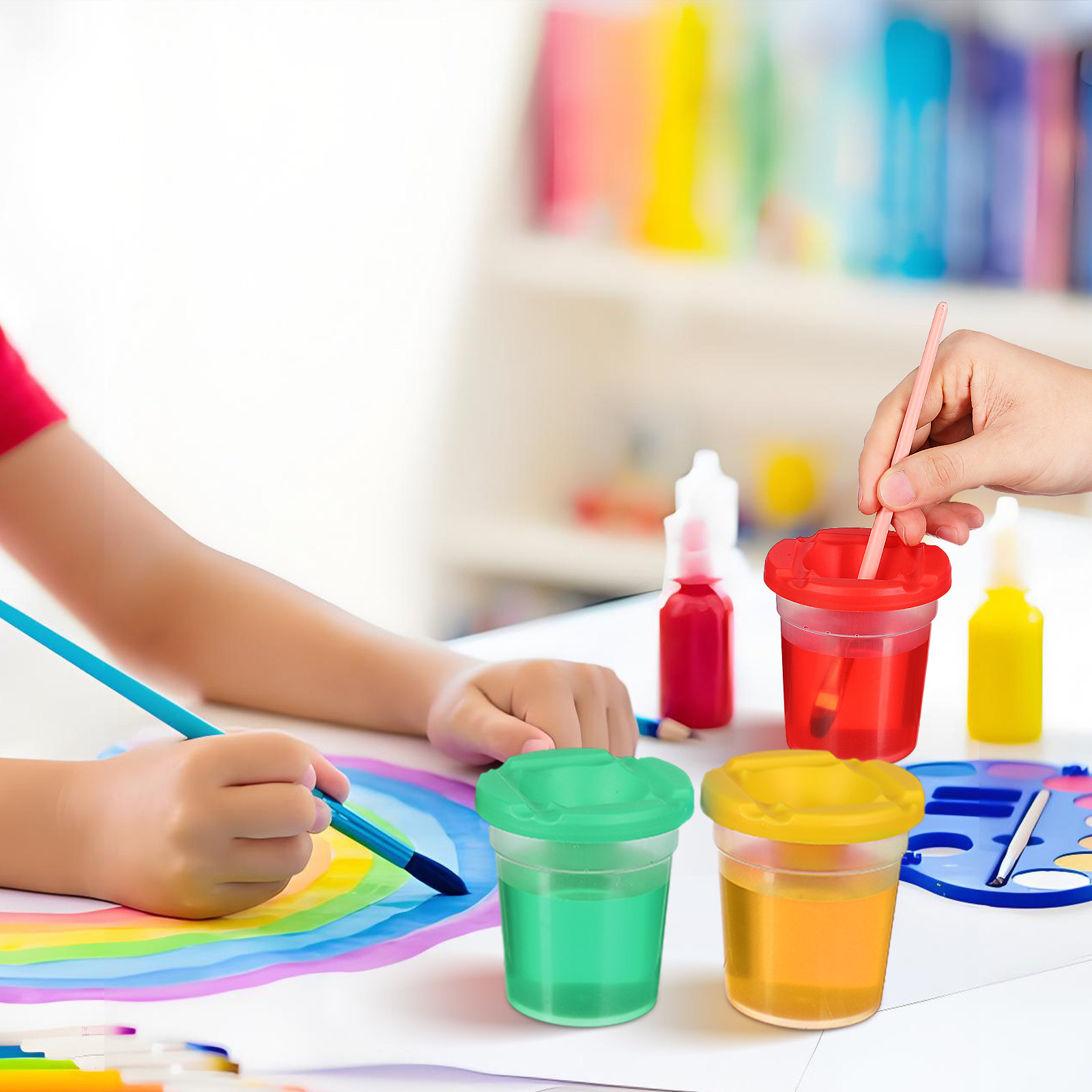 Art Craft Class - 4Pcs Kids Rotating Brush Washing Bucket