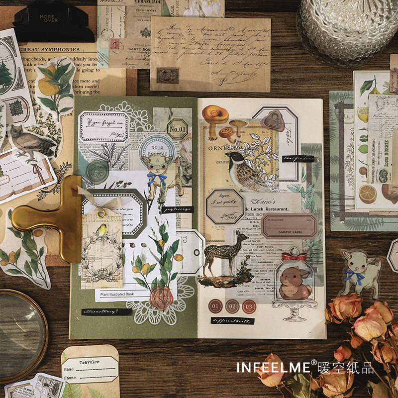 Art Craft Birthday Party - 1pack/260pcs Vintage Literary Art Pattern Sticker