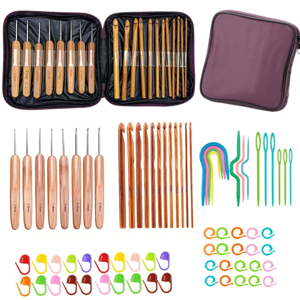 74pcs Bamboo Crochet Hooks Set - огляд і ціна Art Craft Market