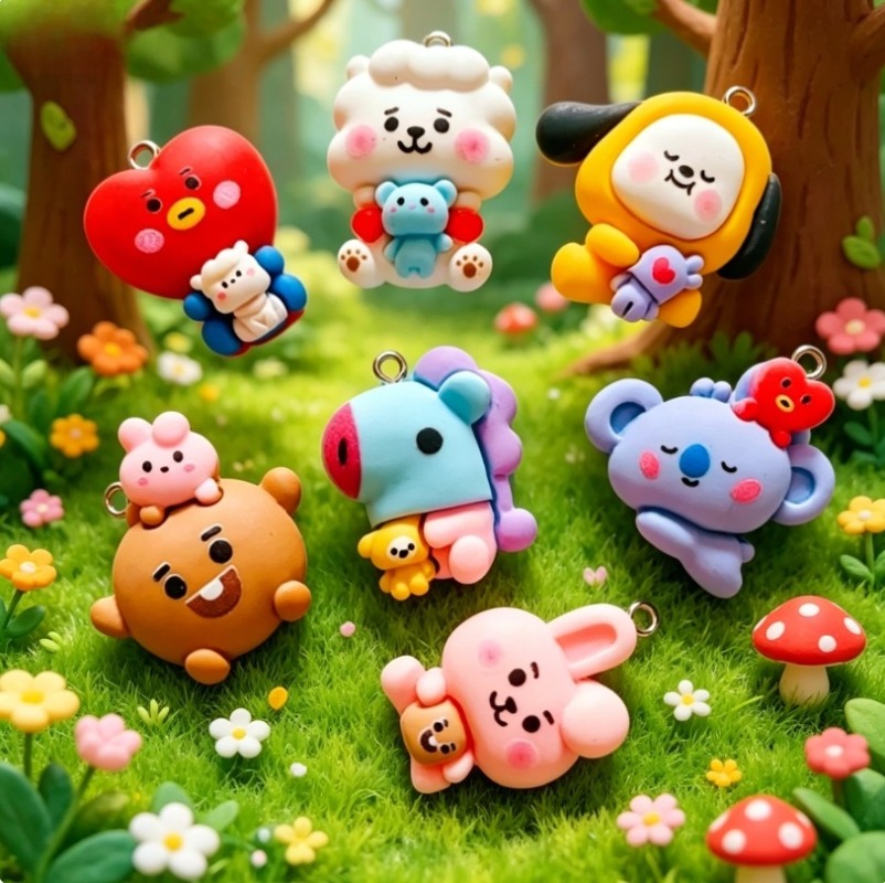 7pcs BT21 Resin Cartoon Charm  - огляд і ціна Art Craft Market