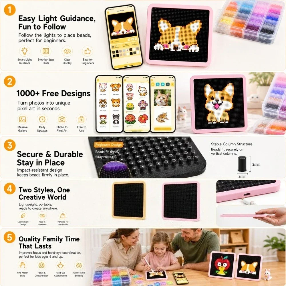 LED Smart Fuse Bead Pegboard,  - огляд і ціна Art Craft Kit